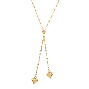 14K Gold Heart Y Necklace